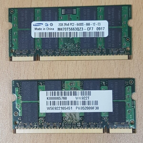 액정도매(LCD도매),RAM NT 2GB PC2-6400S DDR2 800MHz 200핀 M470T5663DZ3-CF7 중고